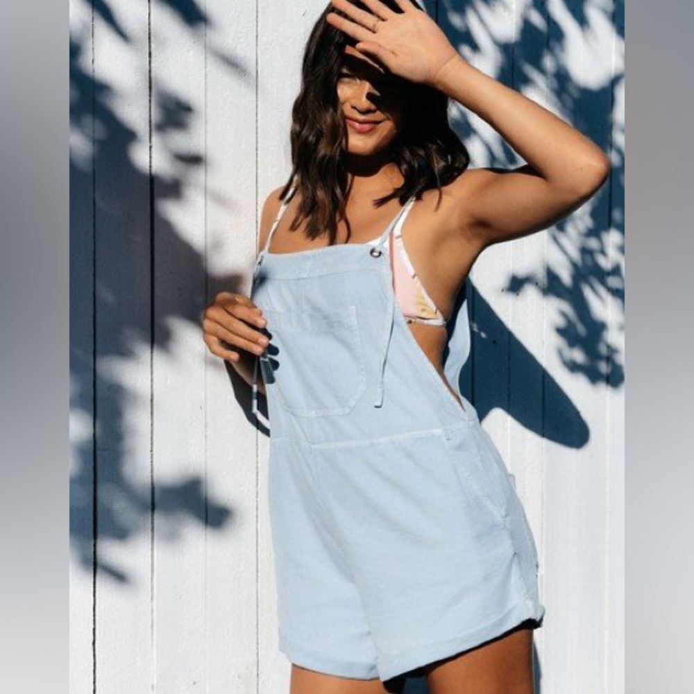 Blue linen Romper